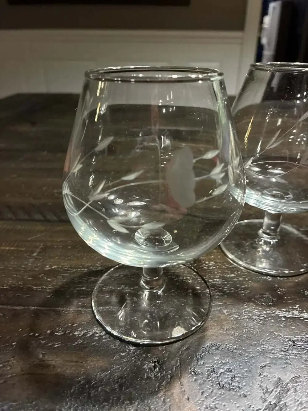 Princess House Heritage Etched Crystal Brandy Snifter Glasses, Set of 2
